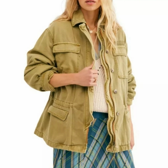 Free People Jackets & Blazers - Free People Seize The Day Jacket Army Green Size Large